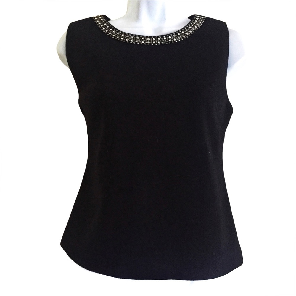CYNTHIA ROWLEY Bejeweled Sleeveless Top Sz S